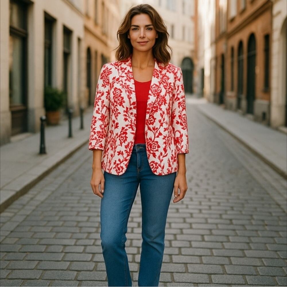 Cj Banks Blazer With Shell, Lightweight Coral White Size 1X